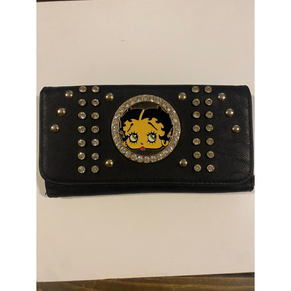 Betty Boop Wallet Black Rhinestone‎ Studded Cartoon Character